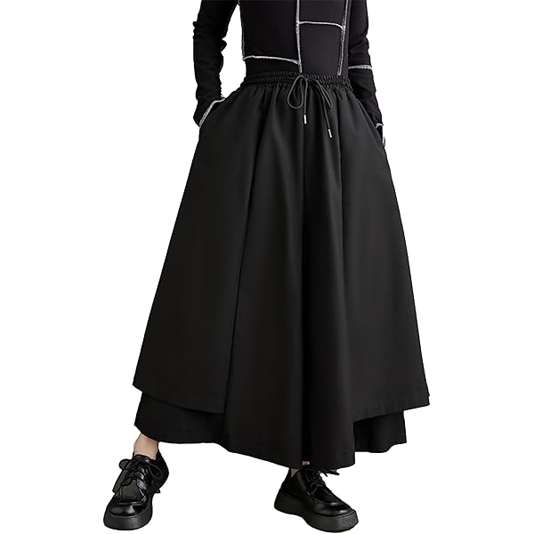 シュシュマム ellazhu Women's Oversized Irregular Drop Crotch Harem Hakama
